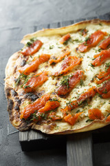 Savory pie with smoked salmon