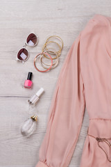 Women's accessories and light summer dress.