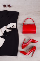 Classic evening dress with a white insert.