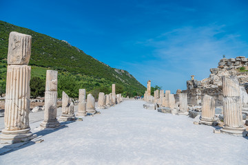 Road with columns at Ephesus, Selcuk, Turkey. 