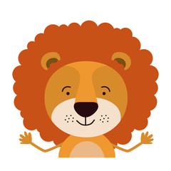 colorful half body caricature of cute lion happiness expression vector illustration