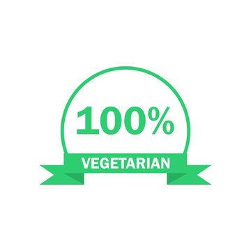 Vegetarian logo. Green food symbol. Vector label