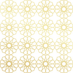 Gold gradient greeting seamless pattern. Vector arabic ornate geometric shining background in islamic style