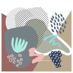 Fototapeta premium Abstract background with stylized flowers and geometric shapes.