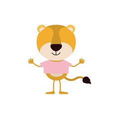 colorful faceless caricature of tiger without stripes with t-shirt vector illustration