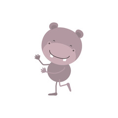 colorful caricature with cute hippopotamus dancing vector illustration