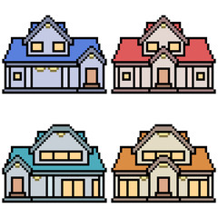 vector pixel art set house