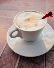 A cup of latte or cappuccino coffee with milk.Morning coffee