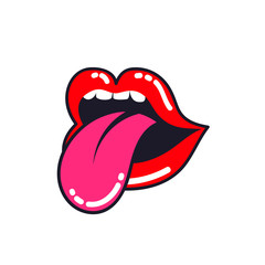 Female lips. Woman mouth with a tongue, teeth.