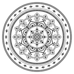 Circular pattern in the form of a mandala. Henna tatoo mandala. Mehndi style. Decorative pattern in oriental style. Coloring book page.