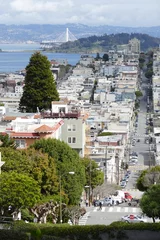 Fotobehang Die Straßen von San Francisco Sicht von der Lombard Street © Janjana