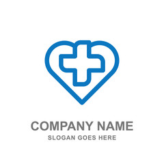 Fototapeta premium Love Cross Medical Healthcare Pharmacy Logo Vector Business Template