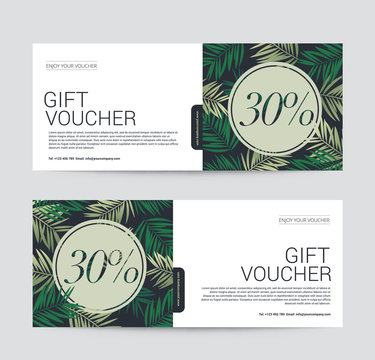 Gift Voucher template premium for Spa, Hotel Resort, Coconut palm tree background, Vector illustration