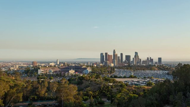 Los Angeles and Dodger Stadium Day to Night 4th of July Fireworks Timelapse