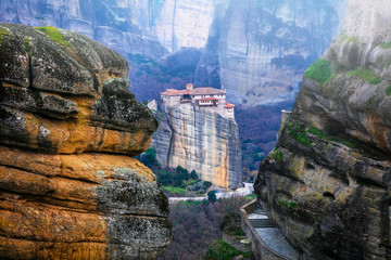 Landmarks of Greece - unique Meteora with hanging monasteries over rocks