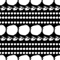 Seamless black and white pattern with circles