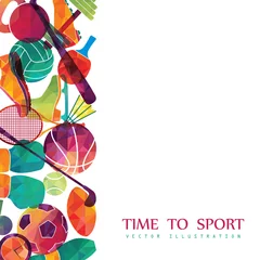 Zelfklevend Fotobehang Color sport background. Football, basketball, hockey, box, golf, tennis. Vector illustration © lisakolbasa