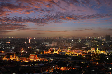 Thai art cityscape at blue hour aftersunset ,Bankok Thailand