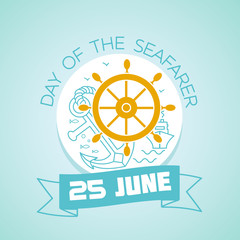 Calendar for each day on june
25. Greeting card. Holiday - Day of the Seafarer. Icon in the linear style