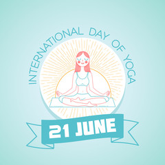 Calendar for each day on june
21. Greeting card. Holiday -  International Day of Yoga. Icon in the linear style