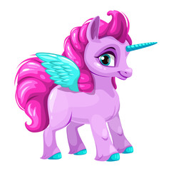 Cute cartoon pegasus icon.