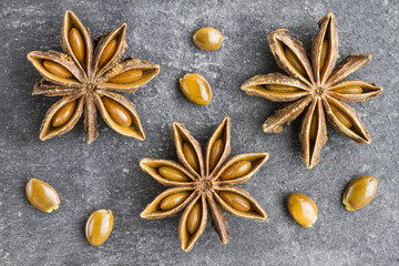 Star anise on a slate plate