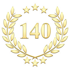 Lauriers 3 étoiles, 140, gold sur fond blanc