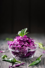 Salad from chopped red cabbage