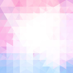 Abstract geometric style background. Vector illustration. Pastel pink, white, blue colors.