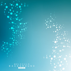 Structure molecule and communication. Dna, atom, neurons. Scientific concept for your design. Connected lines with dots. Medical, technology, chemistry, science background. Vector illustration.