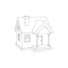 House model. Isolated on white background. Vector outline illustration.