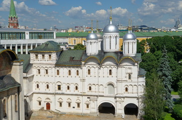 The Patriarch's Palace with Church of Twelve Apostles in Cathedral square of the Moscow Kremlin, Moscow, Russia