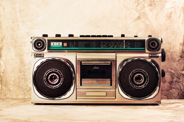 Retro radio cassette stereo player