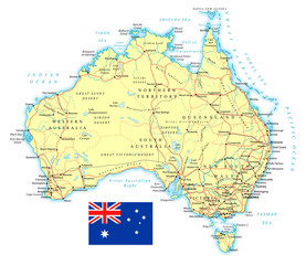 Australia - detailed topographic map - illustration © Porcupen