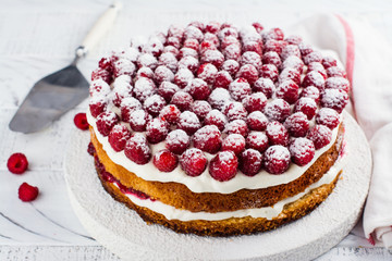 Homemade raspberry cake