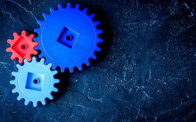 concept of work process movement gears top view