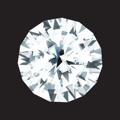 Diamond illustration on black background. Vector, no gradient mesh.