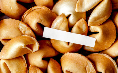 Many Chinese fortune cookie paper with prediction