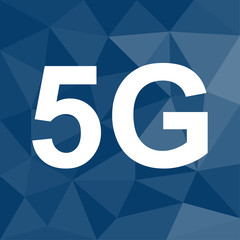 5G Verbindung - Icon mit geometrischem Hintergrund blau