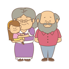 happy grandparents standing with their granddaughter