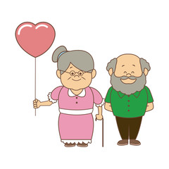 happy grandparents holding hands grandpa and grandma standing with walking stick