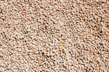 Small piecies of rocks on the ground. Rocks light red