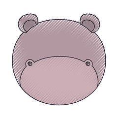 color crayon silhouette faceless of hippo animal vector illustration