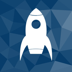 Rakete - Icon mit geometrischem Hintergrund blau