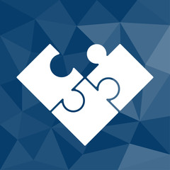 Puzzle - Icon mit geometrischem Hintergrund blau