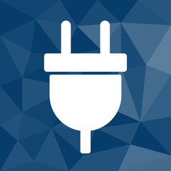 Stecker - Icon mit geometrischem Hintergrund blau