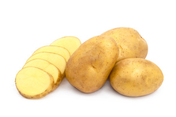 Sliced potato isolated on white background