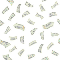 Flying Dollars Seamless Pattern Vector. Cartoon Money Bills Banknotes. Falling Finance. Isolated Illustration