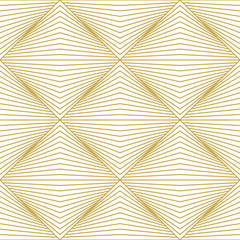 Geometric optical illusion structure in gold. Seamless vector pattern