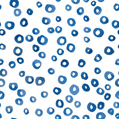 Seamless vector pattern with hand drawn random circles in blue